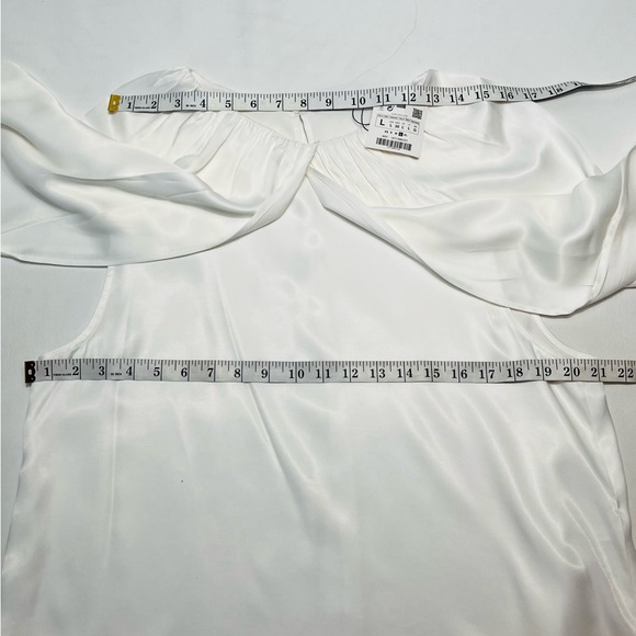 ZARA SATIN EFFECT BLOUSE CAPE SLEEVE STYLE SIZE M AND L COLOR OYSTER WHITE NWT - Picture 13 of 17